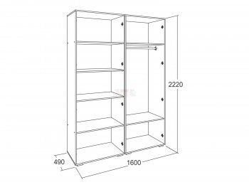 Шкаф 1600 мм Ольга-17 в Качканаре - kachkanar.mebel-e96.ru