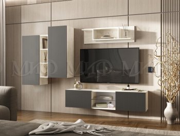 Стенка Оскар крафт белый/графит (Миф) в Качканаре - kachkanar.mebel-e96.ru