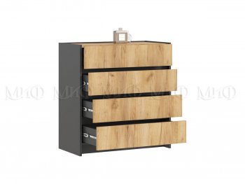 Комод 4ящ. Остин крафт/графит (Миф) в Качканаре - kachkanar.mebel-e96.ru