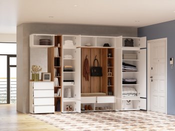 Прихожая Прага модульная, белый (Handis) в Качканаре - kachkanar.mebel-e96.ru