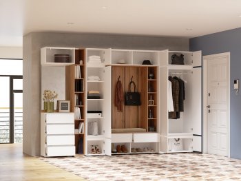 Прихожая Прага модульная, белый (Handis) в Качканаре - kachkanar.mebel-e96.ru