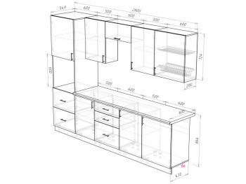 Кухонный гарнитур 2800 мм Прованс с карнизом (Росток) в Качканаре - kachkanar.mebel-e96.ru