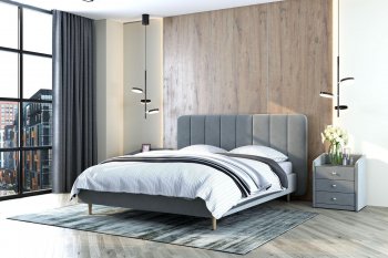 Кровать двуспальная Рино светло-серый (БМ) в Качканаре - kachkanar.mebel-e96.ru