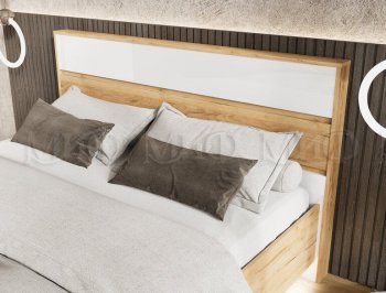 Кровать парящая Роджина с подсветкой, крафт/белый (Миф) в Качканаре - kachkanar.mebel-e96.ru