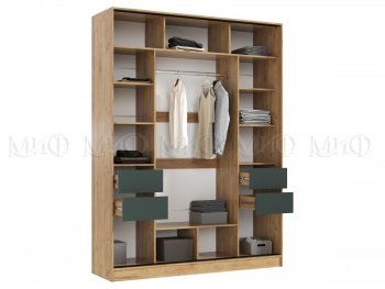 Шкаф-купе 1800 мм Роджина крафт/изумрудный (Миф) в Качканаре - kachkanar.mebel-e96.ru