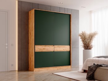 Шкаф-купе 1800 мм Роджина крафт/изумрудный (Миф) в Качканаре - kachkanar.mebel-e96.ru