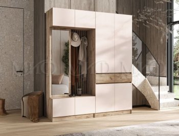 Прихожая Роджина крафт серый/кашемир, модульная (Миф) в Качканаре - kachkanar.mebel-e96.ru