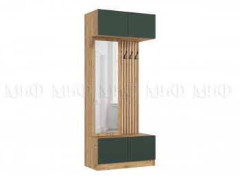 Прихожая Роджина крафт/изумруд, модульная (Миф) в Качканаре - kachkanar.mebel-e96.ru
