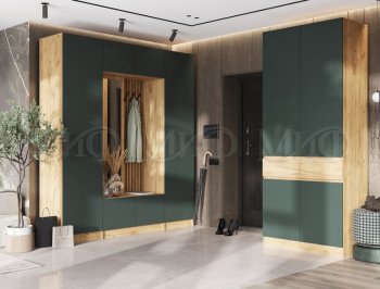 Прихожая Роджина крафт/изумруд, модульная (Миф) в Качканаре - kachkanar.mebel-e96.ru