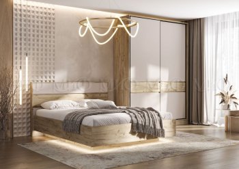 Спальный гарнитур Роджина крафт серый/кашемир, модульный (Миф) в Качканаре - kachkanar.mebel-e96.ru