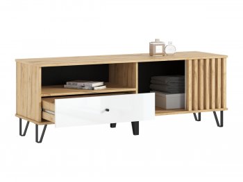 Тумба ТВ (1500) Роджина крафт/белый (Миф) в Качканаре - kachkanar.mebel-e96.ru