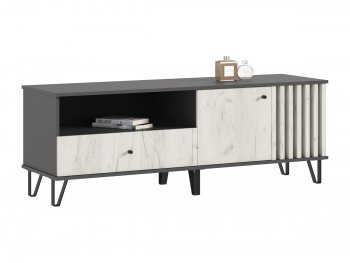 Тумба ТВ (1500) Роджина крафт белый/графит (Миф) в Качканаре - kachkanar.mebel-e96.ru