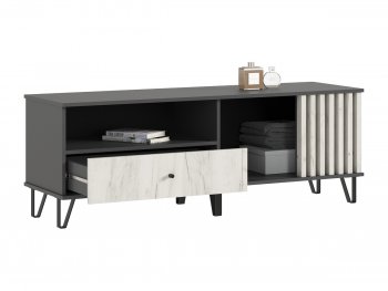 Тумба ТВ (1500) Роджина крафт белый/графит (Миф) в Качканаре - kachkanar.mebel-e96.ru