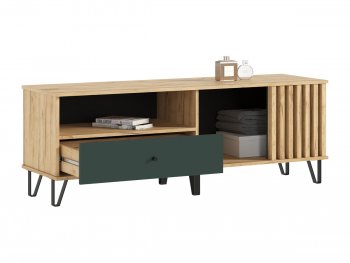 Тумба ТВ (1500) Роджина крафт/изумрудный (Миф) в Качканаре - kachkanar.mebel-e96.ru