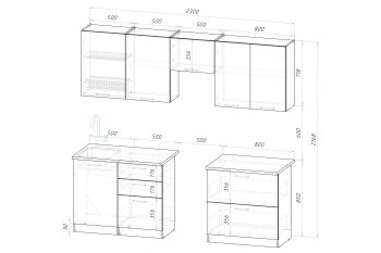 Кухонный гарнитур Фьюджи макси 2300 мм (Герда) в Качканаре - kachkanar.mebel-e96.ru