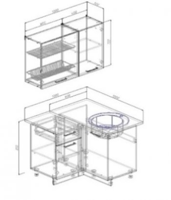 Кухонный гарнитур угловой Смоки МДФ 1000*1000 (Sanvut) в Качканаре - kachkanar.mebel-e96.ru