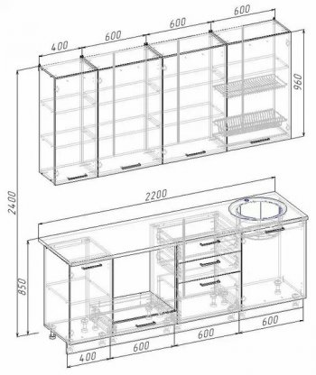 Кухонный гарнитур Трансильвания 2200 мм (Санвут) в Качканаре - kachkanar.mebel-e96.ru