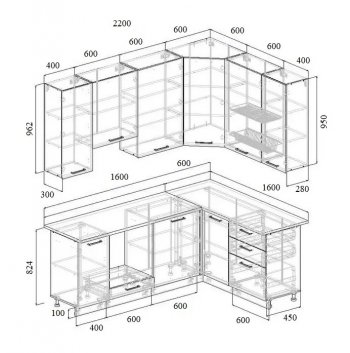 Угловой кухонный гарнитур Муссон 2200*1600 мм Sanvut в Качканаре - kachkanar.mebel-e96.ru