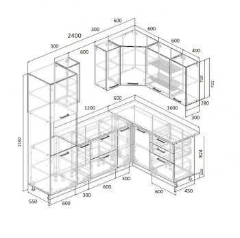 Угловой кухонный гарнитур Элеганция 2400*1600 мм Sanvut в Качканаре - kachkanar.mebel-e96.ru