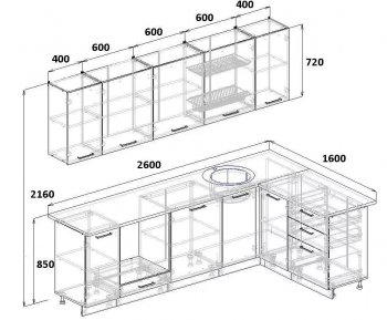 Угловой кухонный гарнитур Элеганция 2600*1600 мм Sanvut в Качканаре - kachkanar.mebel-e96.ru