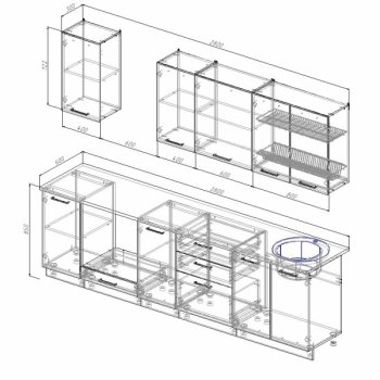 Кухонный гарнитур Руанда 2800 мм в Качканаре - kachkanar.mebel-e96.ru