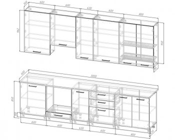 Кухонный гарнитур высокий Смоки 3000 мм МДФ в Качканаре - kachkanar.mebel-e96.ru