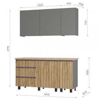 Кухонный гарнитур Шерлок 1600 мм (БТС) в Качканаре - kachkanar.mebel-e96.ru