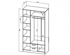 Шкаф 3-х створчатый Коста-Рика 1200 мм (Лин) в Качканаре - kachkanar.mebel-e96.ru