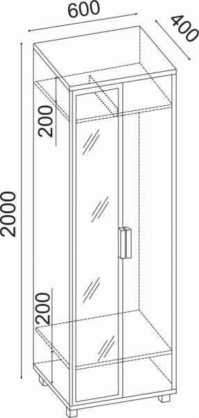 Шкаф 600 с зеркалом West (Риннер) в Качканаре - kachkanar.mebel-e96.ru