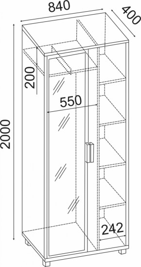 Шкаф 800 с зеркалом West (Риннер) в Качканаре - kachkanar.mebel-e96.ru