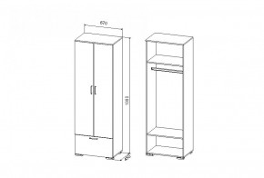 Шкаф Дуся 640 мм, ДШ 67.1, дуб бунратти/цемент в Качканаре - kachkanar.mebel-e96.ru