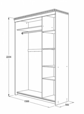 Шкаф-купе 1500 мм 3-х дверный Ольга-13 в Качканаре - kachkanar.mebel-e96.ru