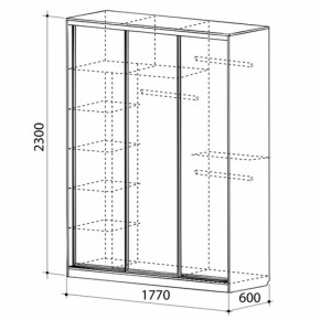 Шкаф-купе Бассо 1-600 (полки слева) в Качканаре - kachkanar.mebel-e96.ru