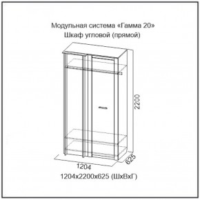 Шкаф угловой (ПРЯМОЙ) серия Гамма-20 в Качканаре - kachkanar.mebel-e96.ru