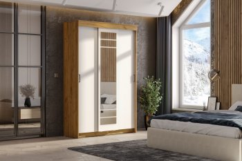 Шкаф-купе ШКП-7 1300 мм золотой/белый (СВ) в Качканаре - kachkanar.mebel-e96.ru