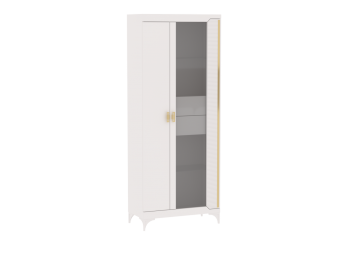 Пенал со стеклом широкий NEW Сиде Белый (СБК) в Качканаре - kachkanar.mebel-e96.ru