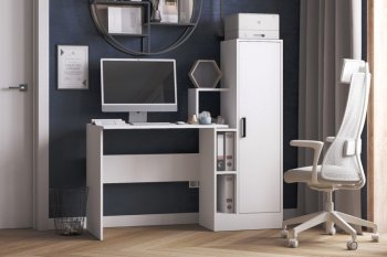 Компьютерный стол СКМ-2 белый (Микон) в Качканаре - kachkanar.mebel-e96.ru