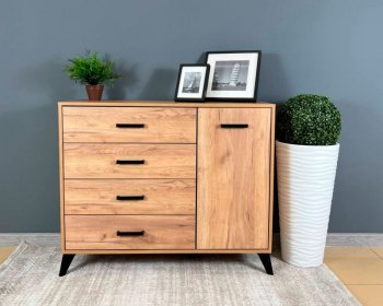 Комод-Тумба (1дв,4ящ) SVETLANA LOFT, дуб золотой (Генезис) в Качканаре - kachkanar.mebel-e96.ru