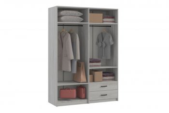 Шкаф 1500 мм  4-х ств. с зеркалом 2 ящ. SVETLANA LOFT, сосна белая (Генезис) в Качканаре - kachkanar.mebel-e96.ru