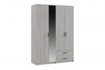 Шкаф 1500 мм  4-х ств. с зеркалом 2 ящ. SVETLANA LOFT, сосна белая (Генезис) в Качканаре - kachkanar.mebel-e96.ru