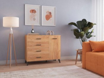 Комод-Тумба (1дв,4ящ) SVETLANA LOFT, дуб золотой (Генезис) в Качканаре - kachkanar.mebel-e96.ru