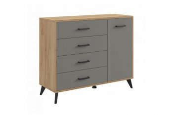 Комод-Тумба (1дв,4ящ) SVETLANA LOFT, дуб золотой/серый (Генезис) в Качканаре - kachkanar.mebel-e96.ru