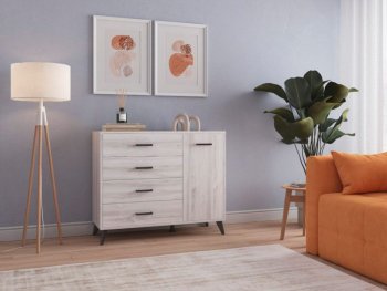 Комод-Тумба (1дв,4ящ) SVETLANA LOFT, сосна белая (Генезис) в Качканаре - kachkanar.mebel-e96.ru