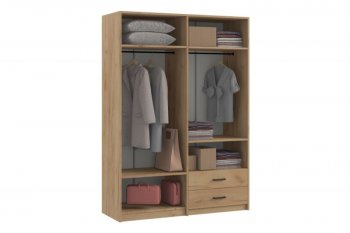 Шкаф 1500 мм  4-х ств. с зеркалом 2 ящ. SVETLANA LOFT, дуб золотой (Генезис) в Качканаре - kachkanar.mebel-e96.ru