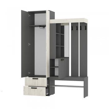 Прихожая Трамп графит/крафт белый (БТС) в Качканаре - kachkanar.mebel-e96.ru