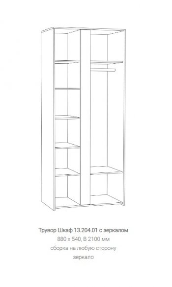 Шкаф Трувор 13.204.01 с зеркалом в Качканаре - kachkanar.mebel-e96.ru