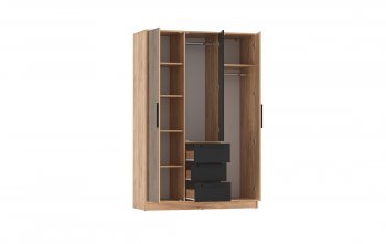 Шкаф 1300 мм 83.08 Вегас (3-х дв.) черный (Олмеко) в Качканаре - kachkanar.mebel-e96.ru