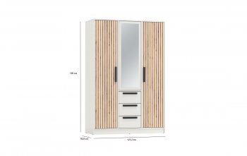 Шкаф 1300 мм 83.08 Вегас (3-х дв.) белый (Олмеко) в Качканаре - kachkanar.mebel-e96.ru