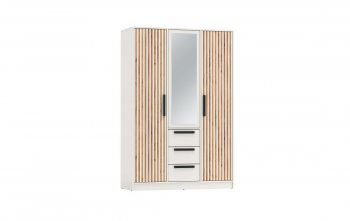 Шкаф 1300 мм 83.08 Вегас (3-х дв.) белый (Олмеко) в Качканаре - kachkanar.mebel-e96.ru