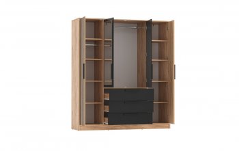 Шкаф 1700 мм 83.07 Вегас (4-х дв.) черный (Олмеко) в Качканаре - kachkanar.mebel-e96.ru